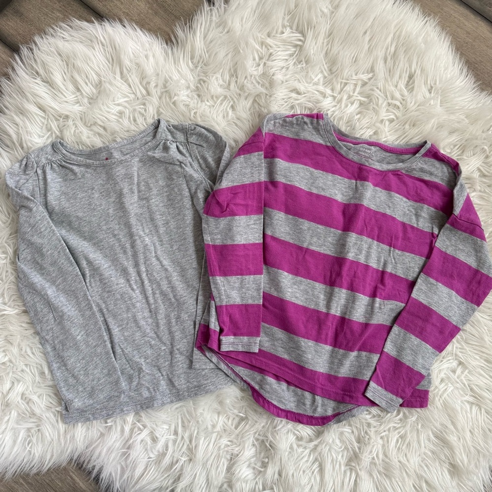 Old Navy Gray and Pink Long Sleeve Tees